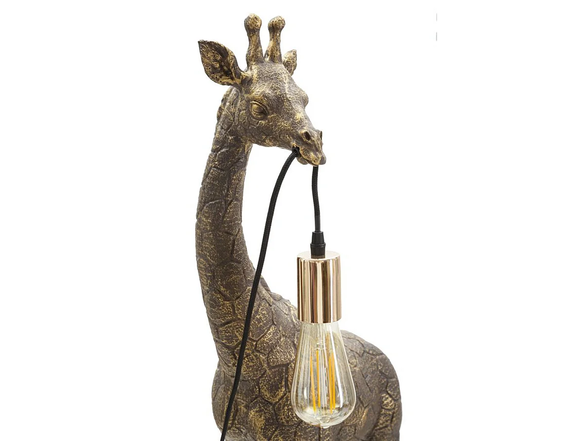Lampe de table Girafe en résine or antique