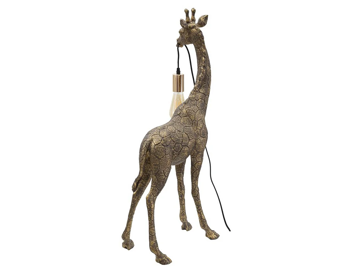 Lampe de table Girafe en résine or antique