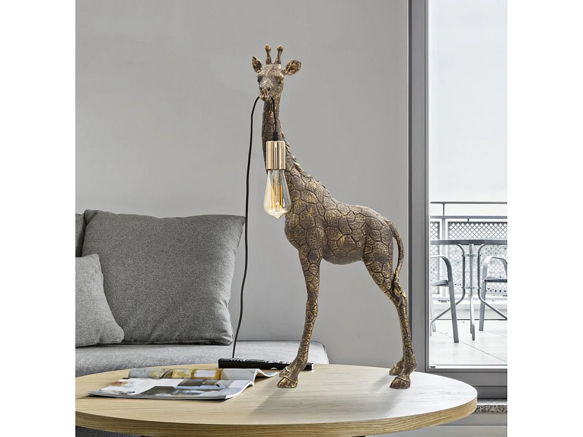 Lampe de table Girafe en résine or antique