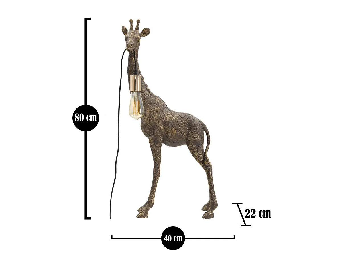 Lampe de table Girafe en résine or antique