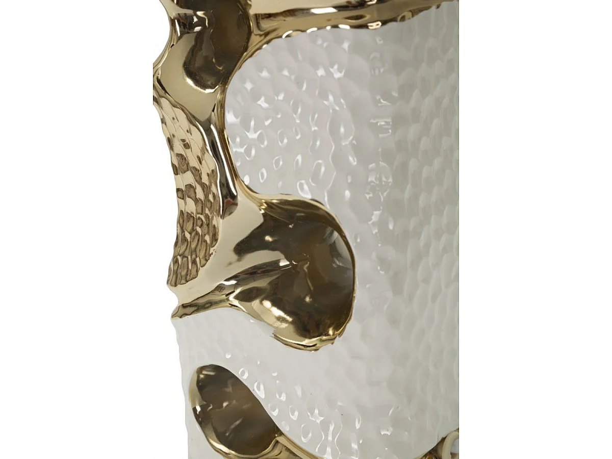 Lampe de table Florida blanche et or en céramique Ø30×43,5 cm