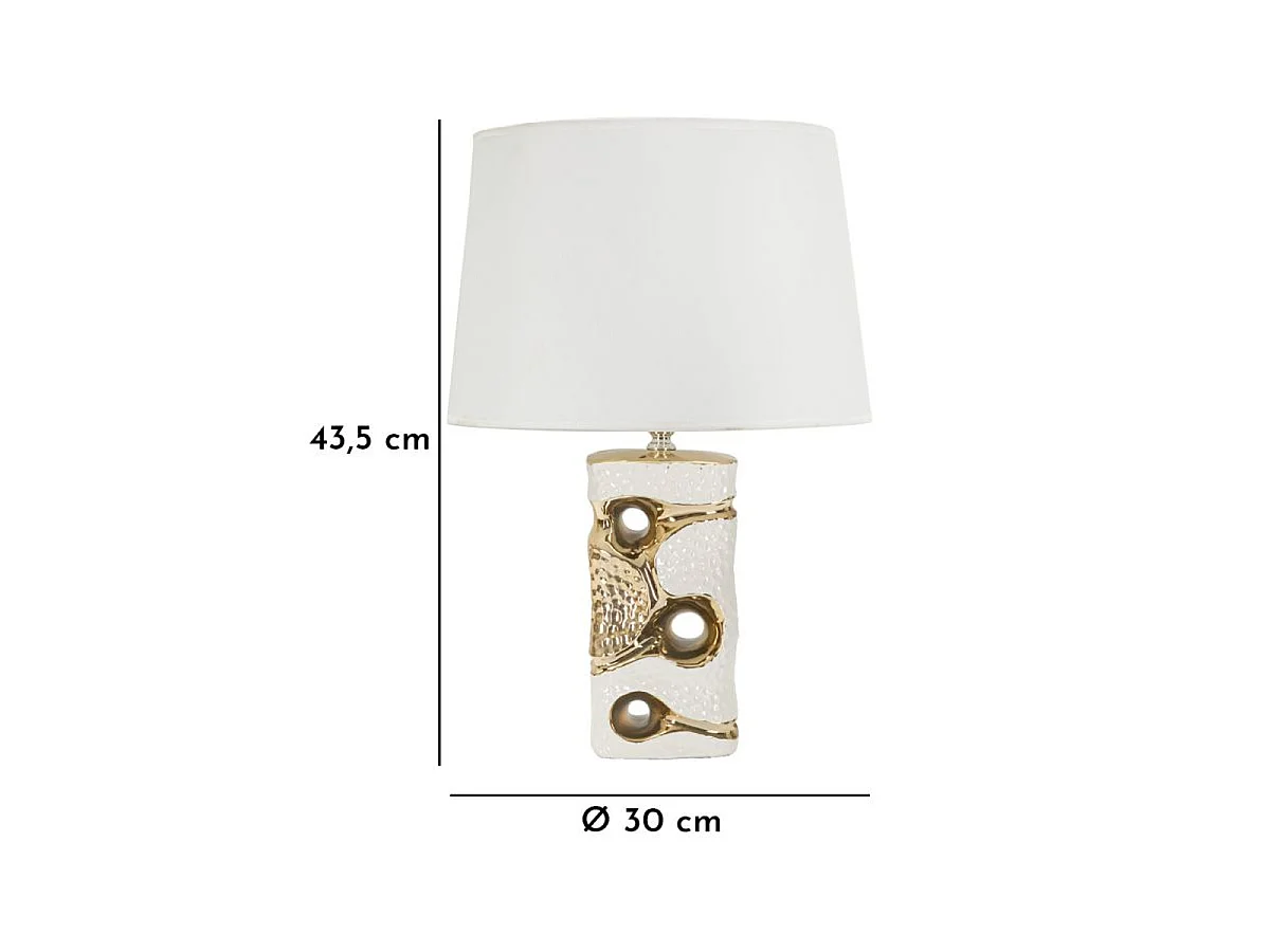 Lampe de table Florida blanche et or en céramique Ø30×43,5 cm
