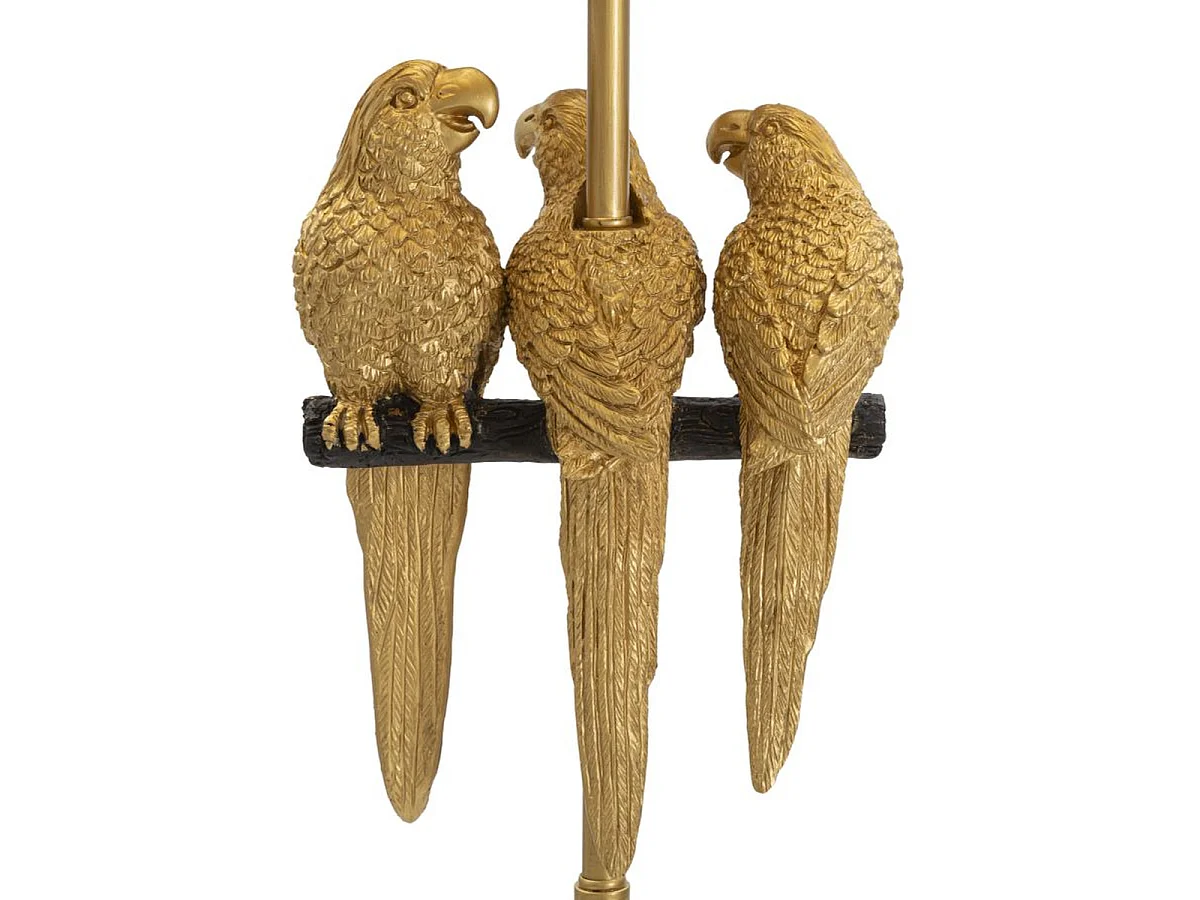 Vloerlamp Pappagallo van zwart en goud ijzer met stoffen kap