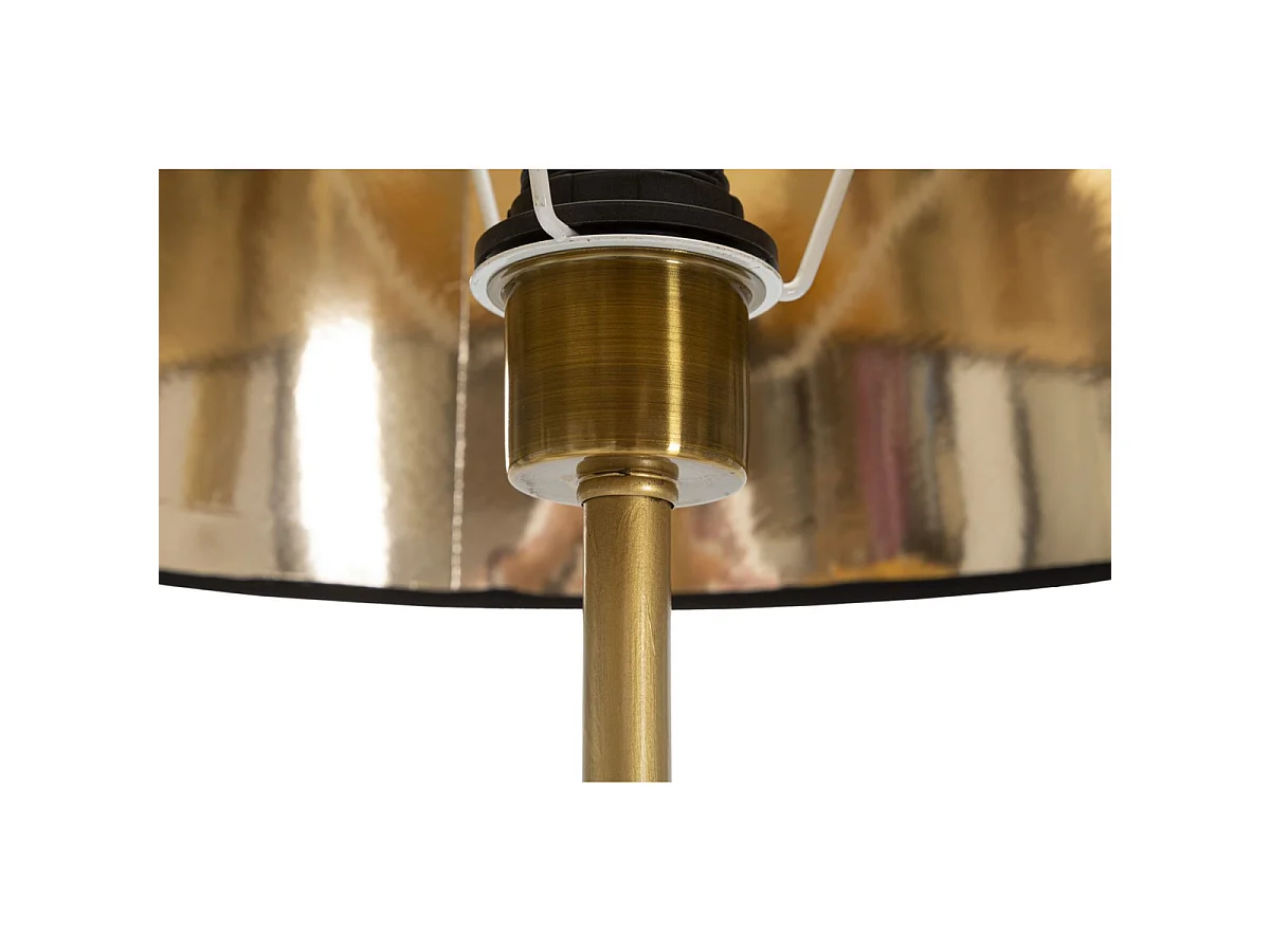 Vloerlamp Pappagallo van zwart en goud ijzer met stoffen kap