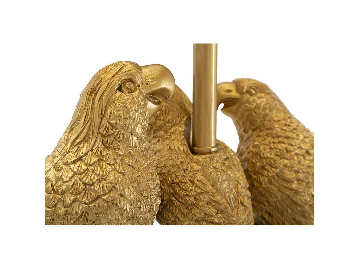 Vloerlamp Pappagallo van zwart en goud ijzer met stoffen kap