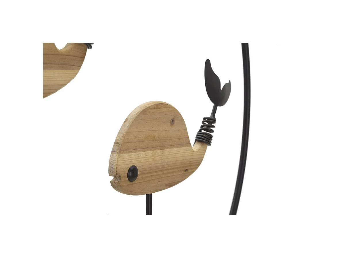 Panneau mural Balene en fer et bois de sapin avec cercle