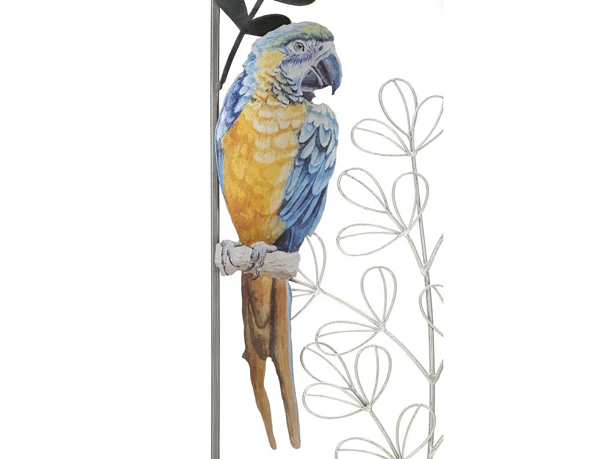 Panneau mural Parrot en fer avec ara bleu et jaune