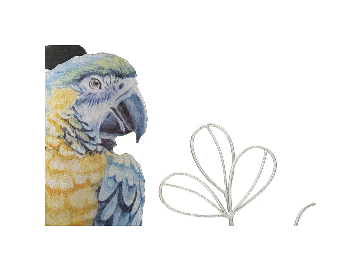 Panneau mural Parrot en fer avec ara bleu et jaune