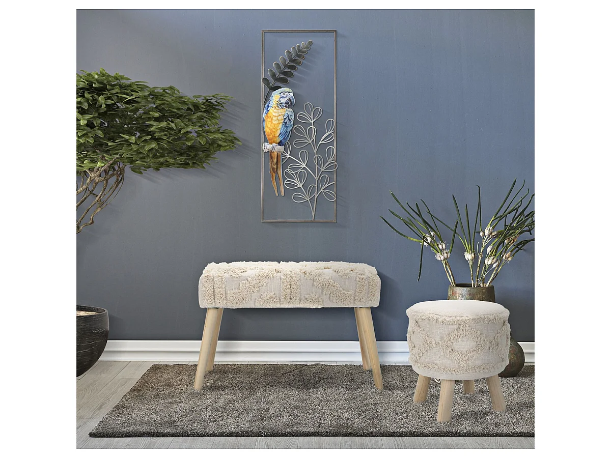 Panneau mural Parrot en fer avec ara bleu et jaune