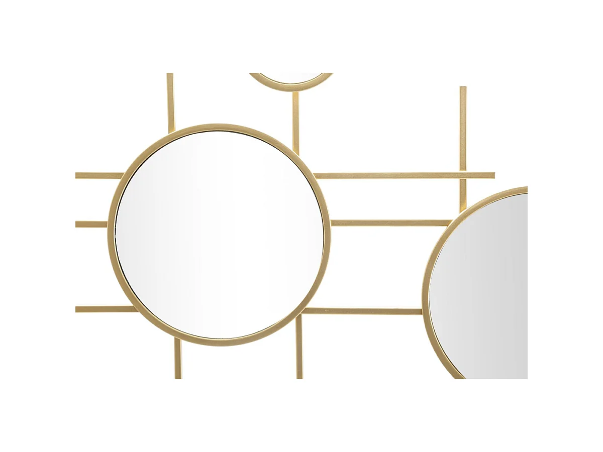 Miroir mural Gloxy horizontal en fer doré avec miroirs multiples