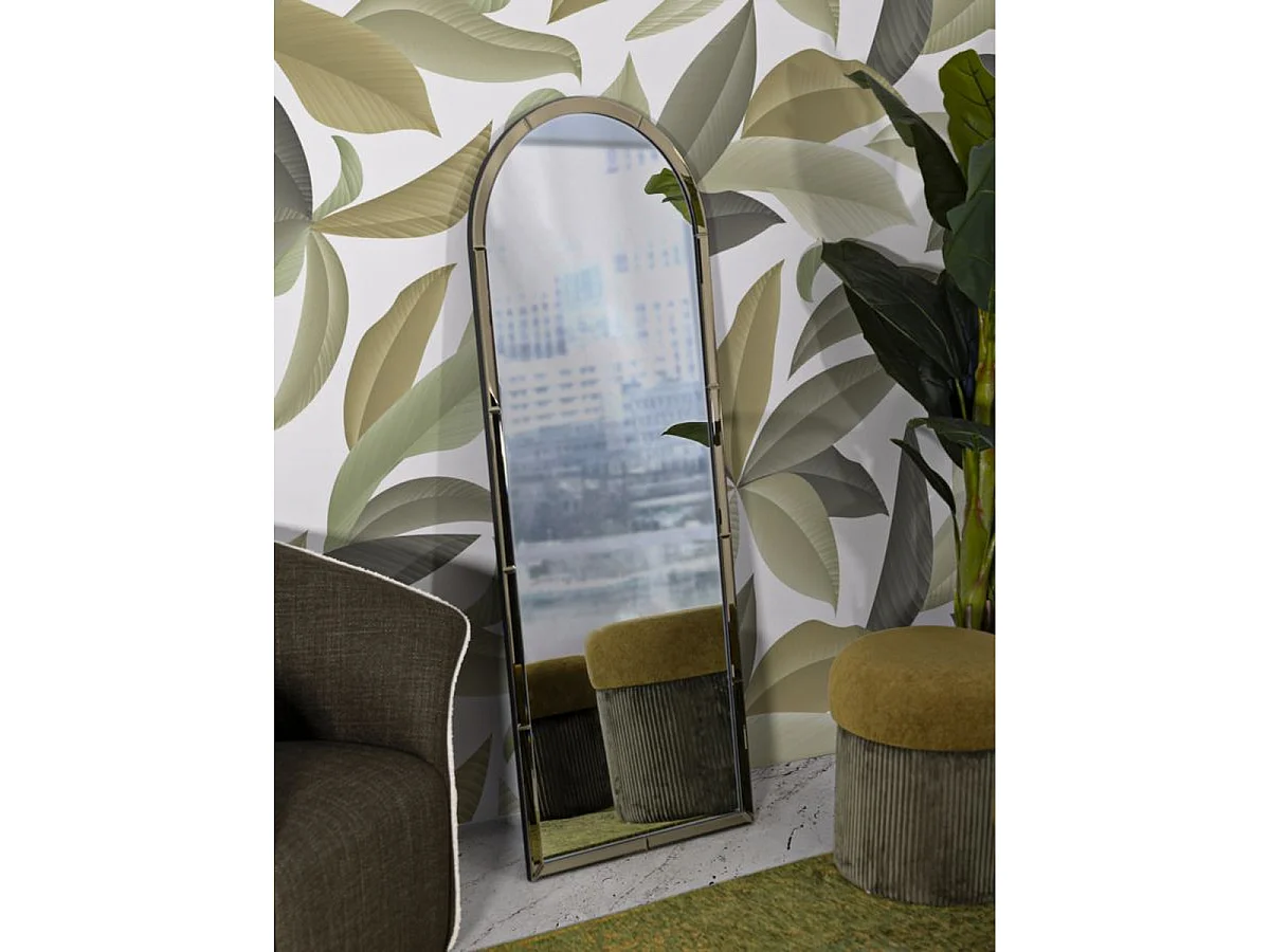 Miroir mural Baku en arc avec cadre miroir doré 49x144 cm