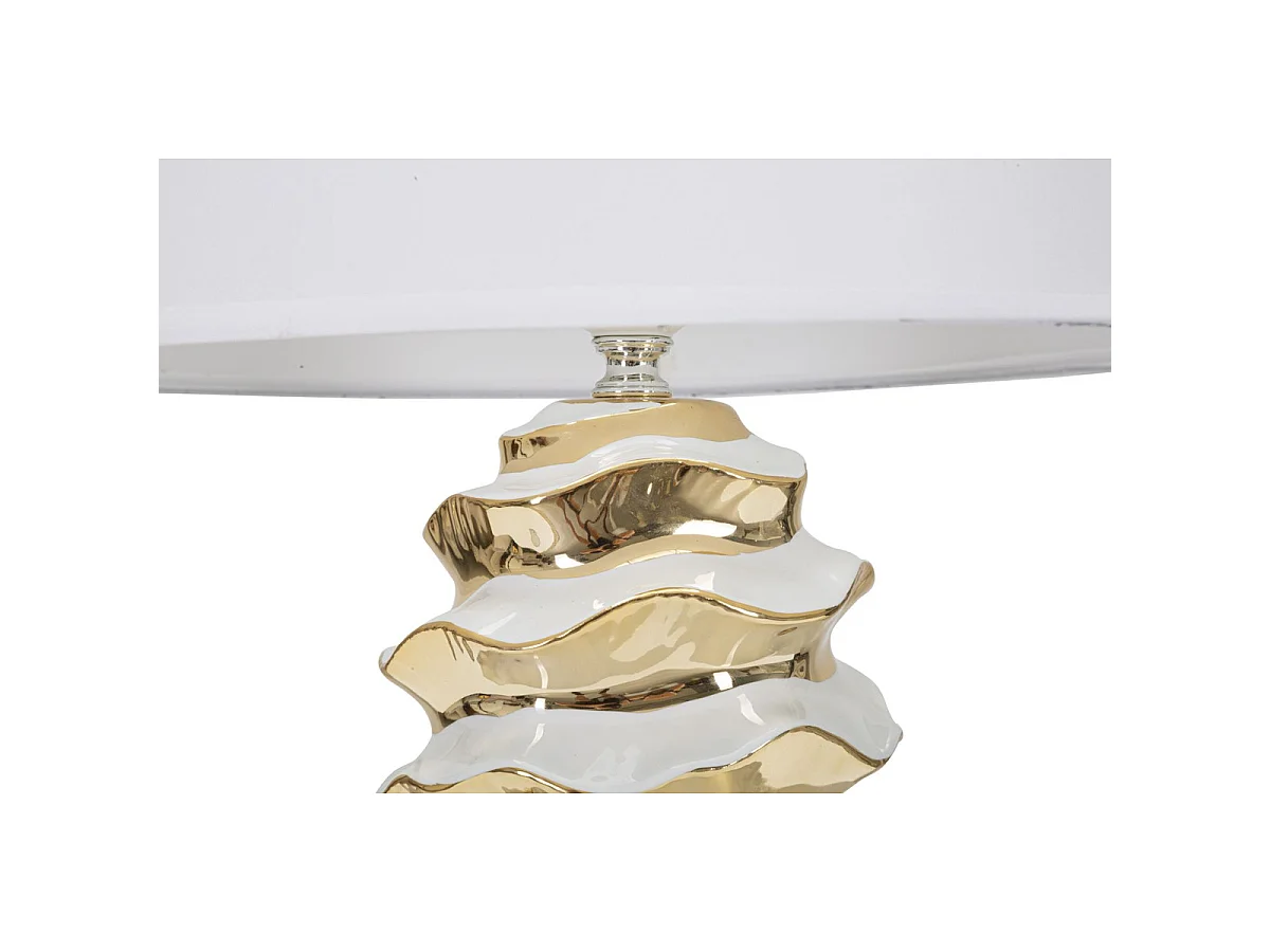 Lampe de table Glam Space en céramique blanche et or avec abat-jour