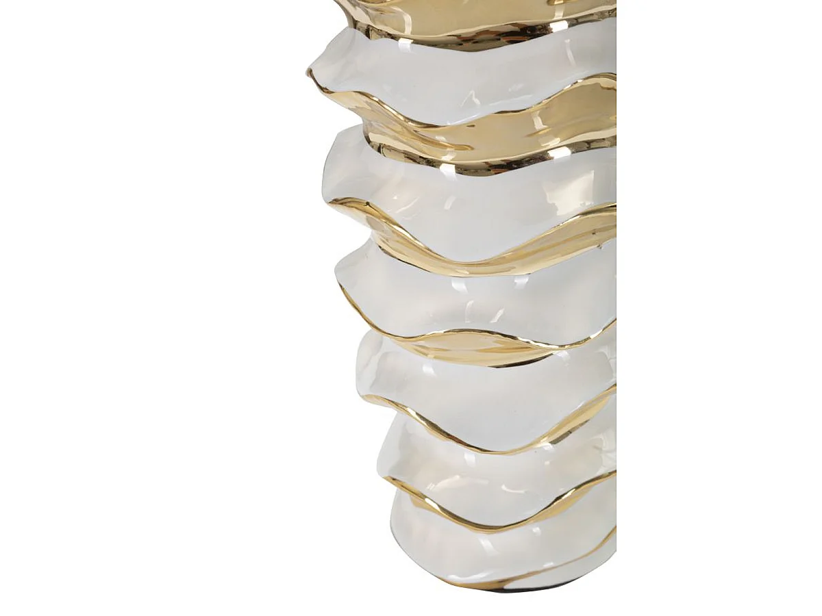 Lampe de table Glam Space en céramique blanche et or avec abat-jour