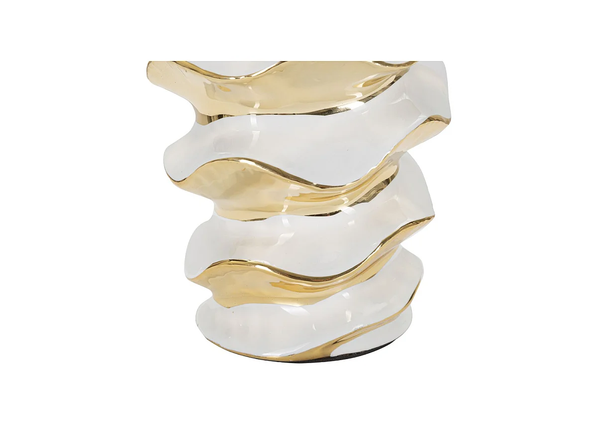 Lampe de table Glam Space en céramique blanche et or avec abat-jour