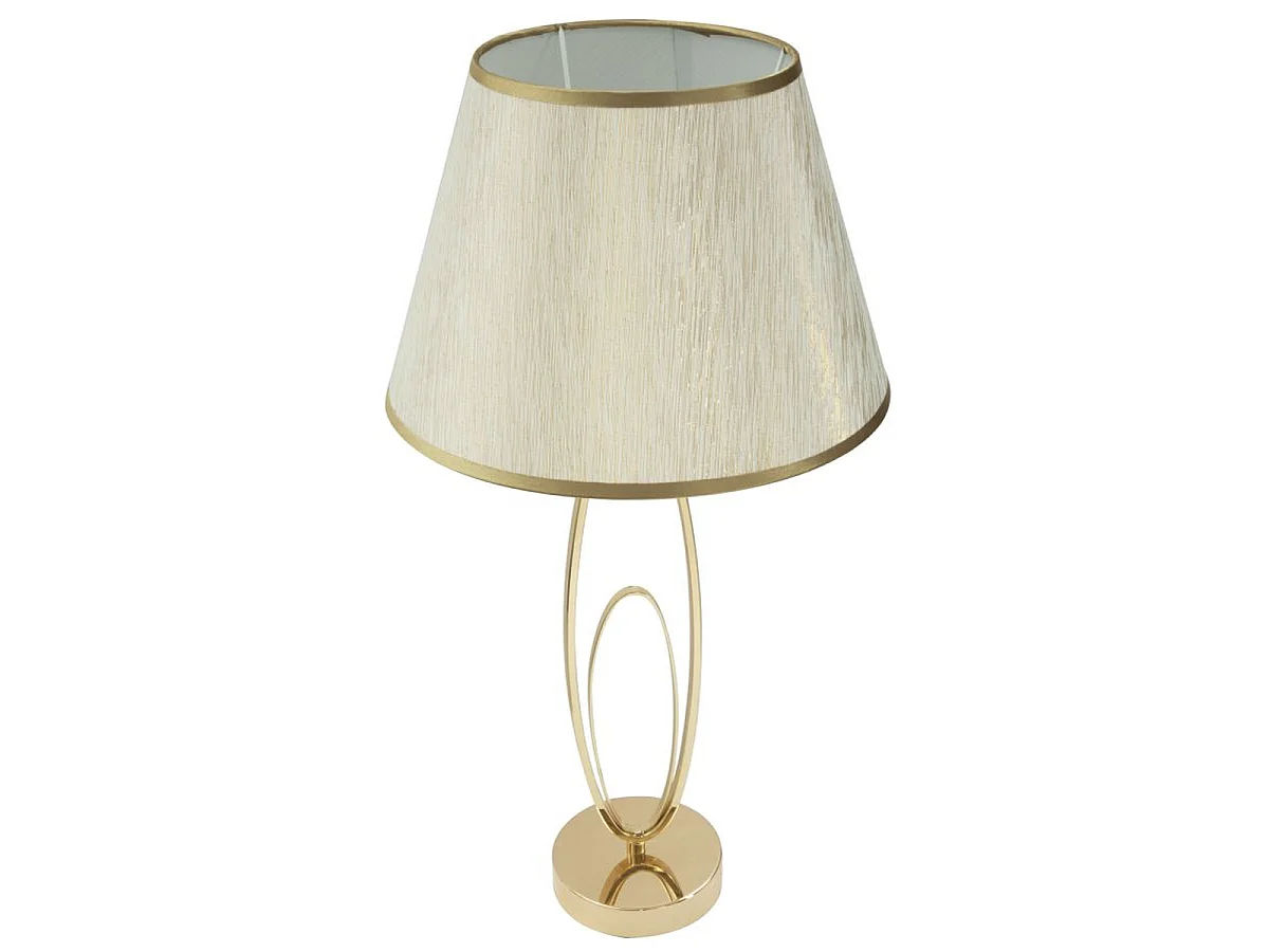 Glam Flush tafellamp van verguld ijzer met crèmekleurige stoffen lampenkap
