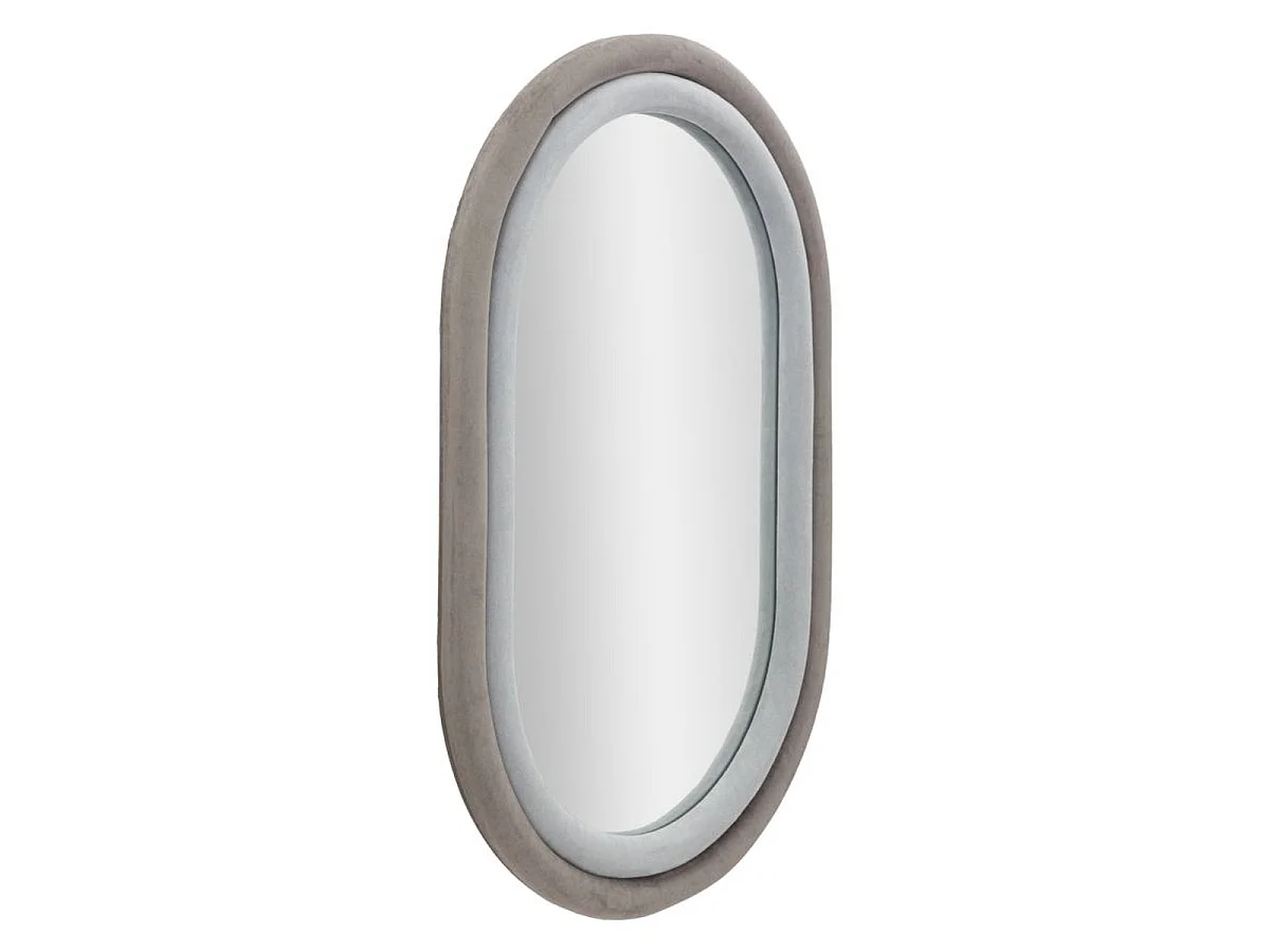 Miroir mural ovale Antony en velours gris 67x86 cm