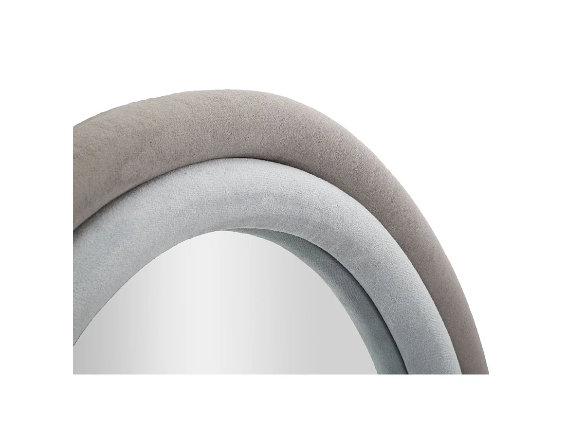 Miroir mural ovale Antony en velours gris 67x86 cm