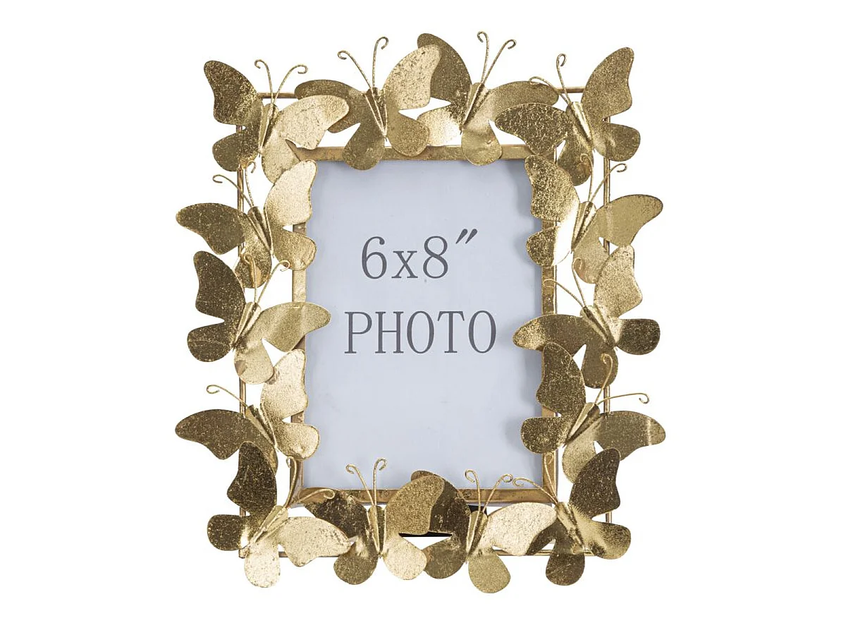Porta-retratos Butterfly Glam em ferro dourado com borboletas 15x20