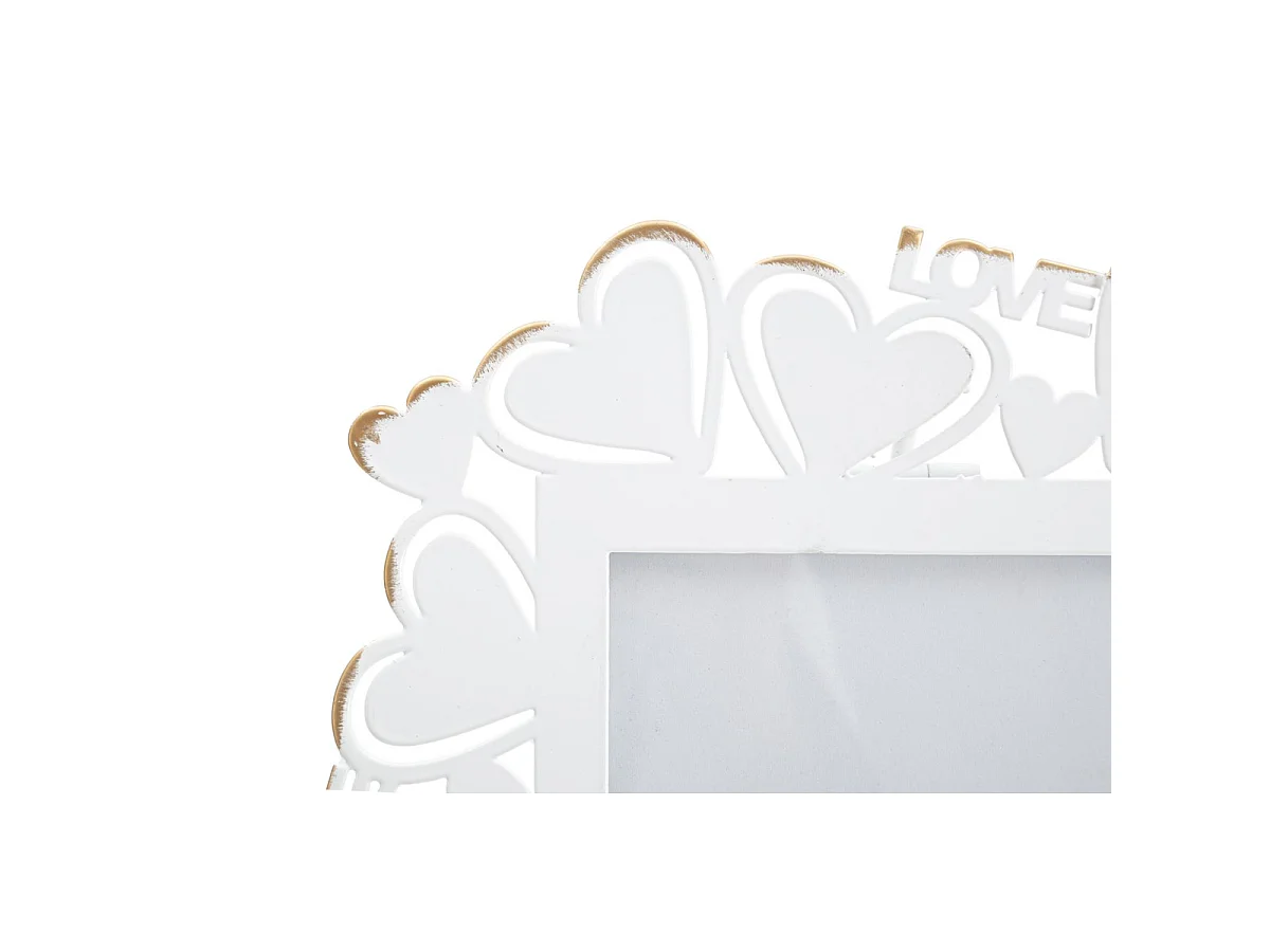 Porta-retratos Heart corações e letras Love branco e ouro 12,5x17,5