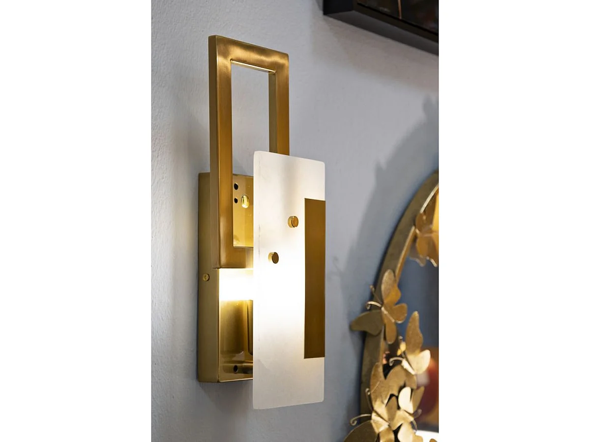 Wandlamp Cube van glas en verguld ijzer 15x8x33 cm