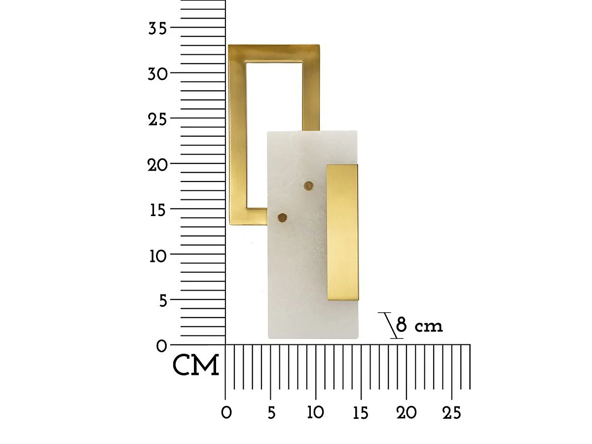 Wandlamp Cube van glas en verguld ijzer 15x8x33 cm