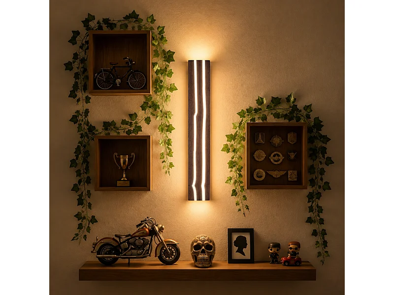 NETTLIFE LED-Wandleuchte Holz 100cm Innenbereich modern 3000K 16W indirekt für Wohnzimmer/Schlafzimmer.