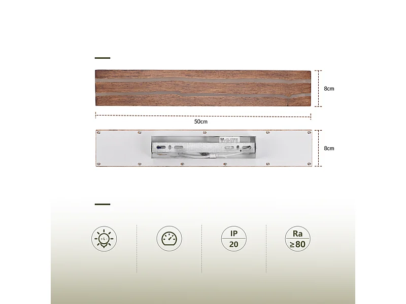 NETTLIFE LED-Wandleuchte Holz 100cm Innenbereich modern 3000K 16W indirekt für Wohnzimmer/Schlafzimmer.