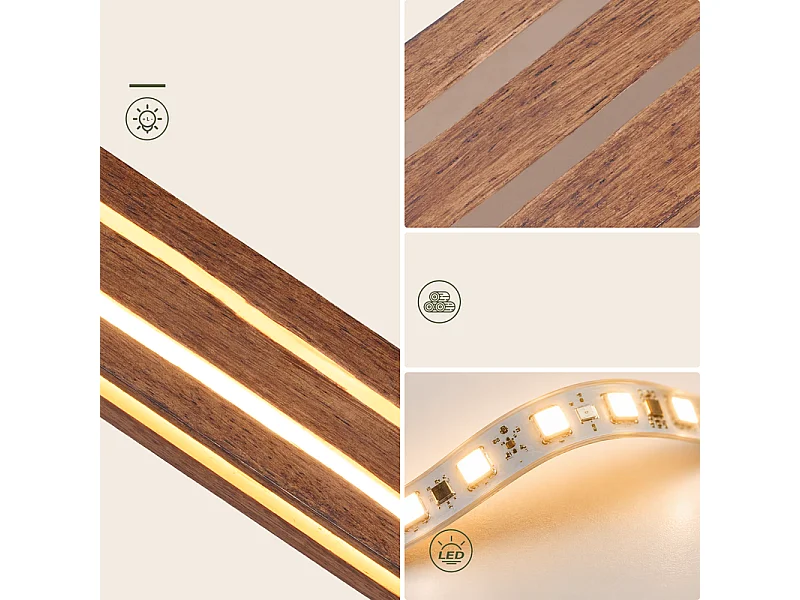 NETTLIFE LED-Wandleuchte Holz 100cm Innenbereich modern 3000K 16W indirekt für Wohnzimmer/Schlafzimmer.