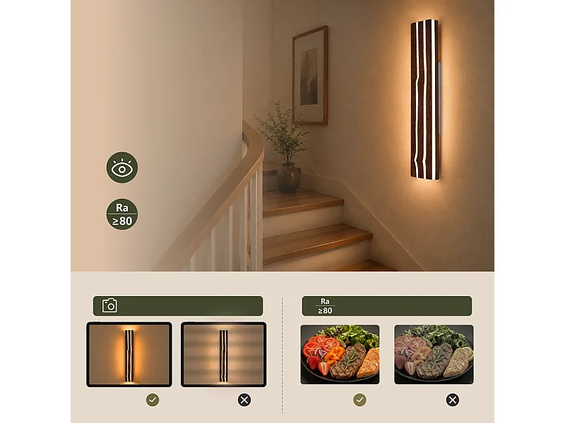 NETTLIFE LED-Wandleuchte Holz 100cm Innenbereich modern 3000K 16W indirekt für Wohnzimmer/Schlafzimmer.