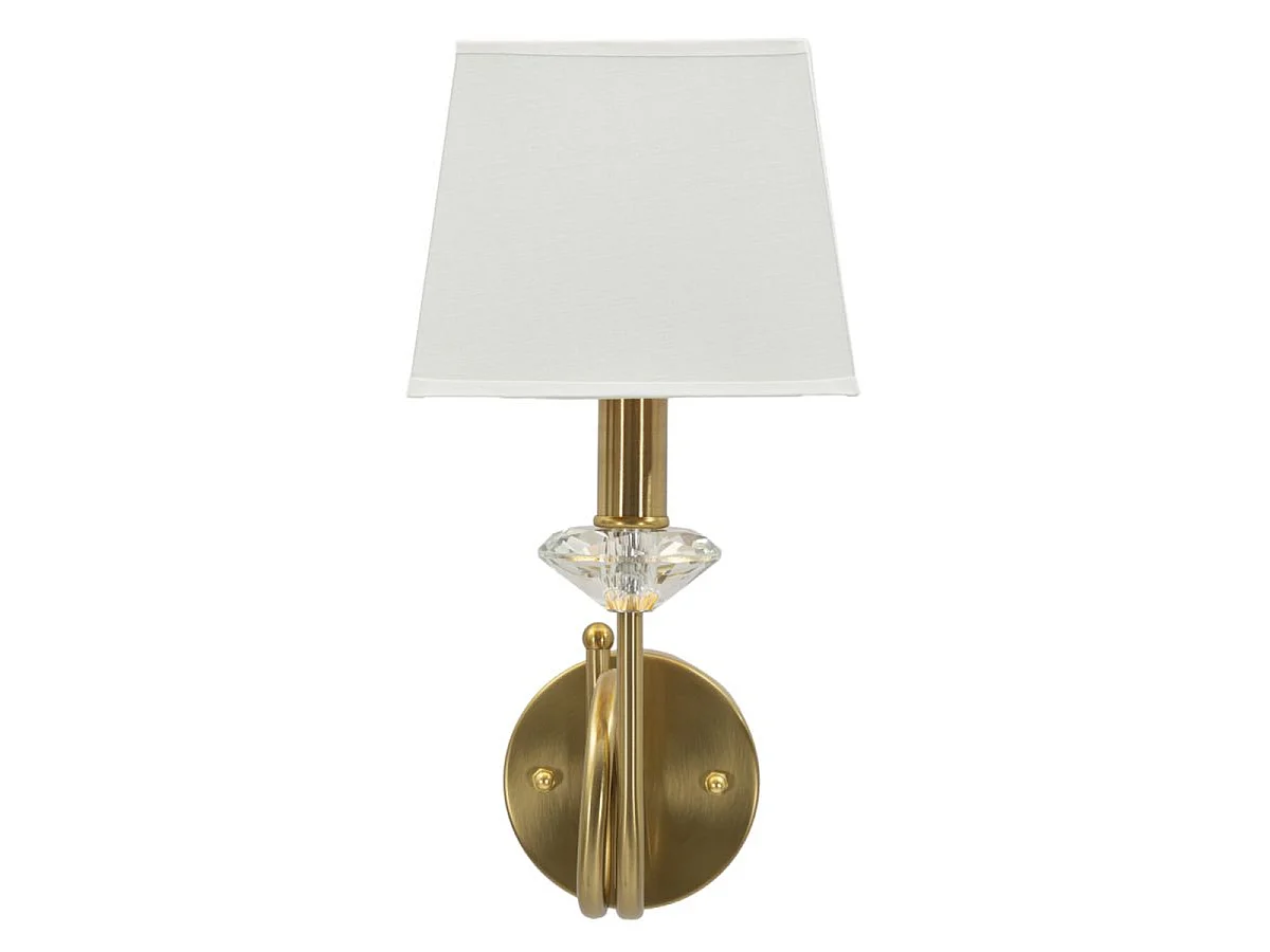 Salisburg wandlamp in ijzer, glas en stof, goud en wit