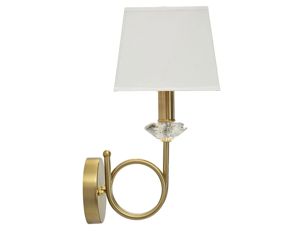 Salisburg wandlamp in ijzer, glas en stof, goud en wit