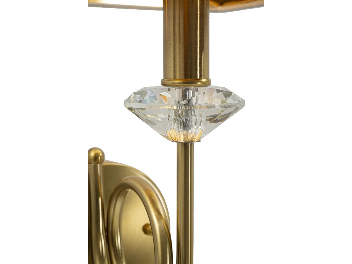 Salisburg wandlamp in ijzer, glas en stof, goud en wit