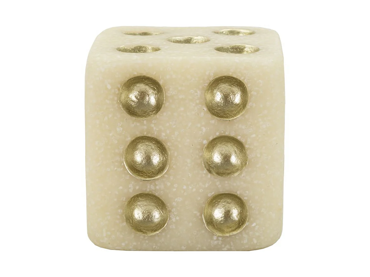 Kleine decoratieve Quarzy dobbelsteen in witte en gouden hars