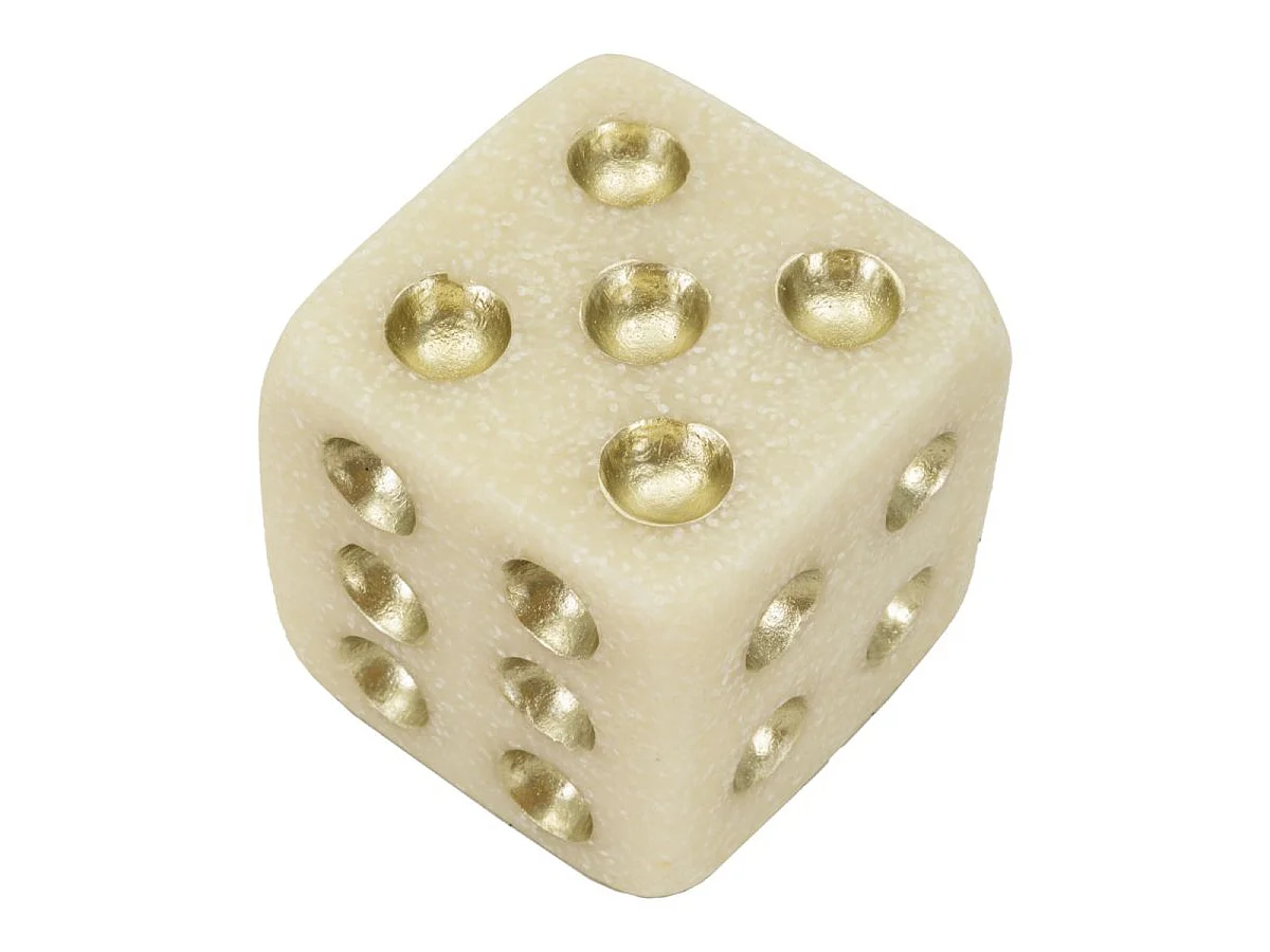 Kleine decoratieve Quarzy dobbelsteen in witte en gouden hars
