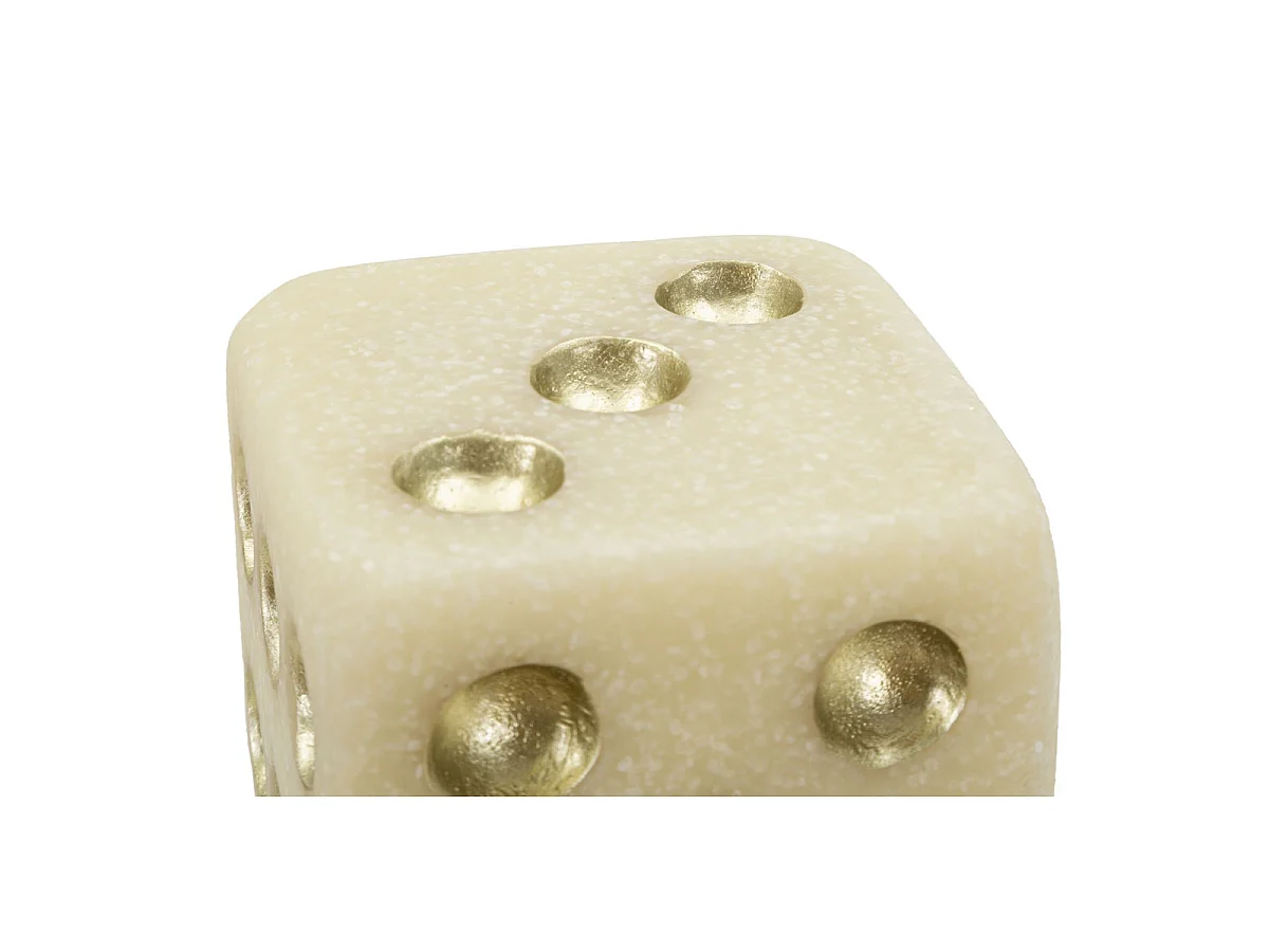 Kleine decoratieve Quarzy dobbelsteen in witte en gouden hars
