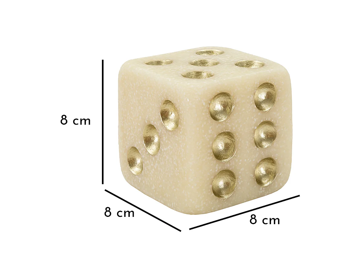 Kleine decoratieve Quarzy dobbelsteen in witte en gouden hars