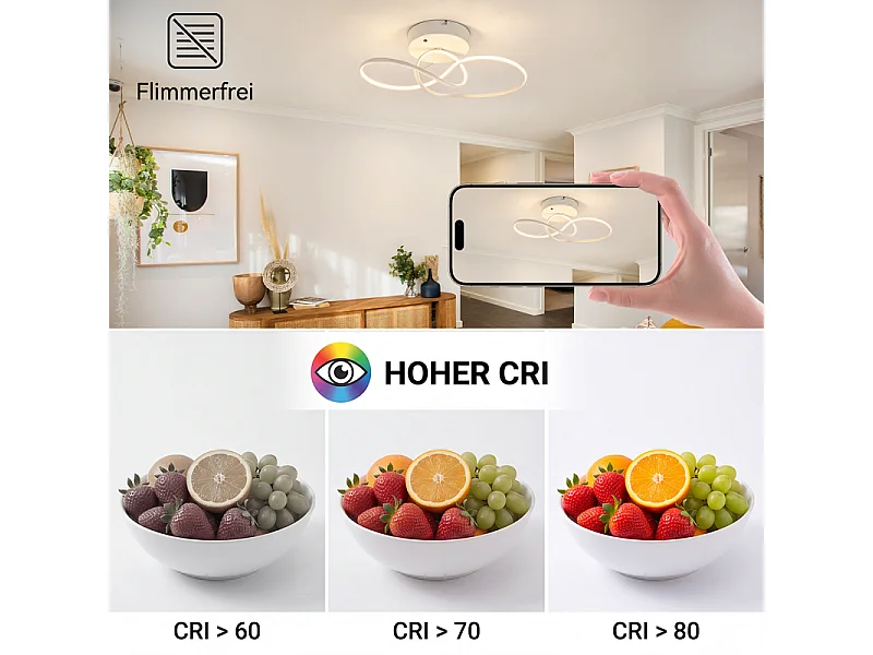 NETTLIFE LED Plafondlamp 24W Wit, strak design, dimmer met afstandsbediening, ideaal voor woonkamer, slaapkamer, keuken, kinderkamer.