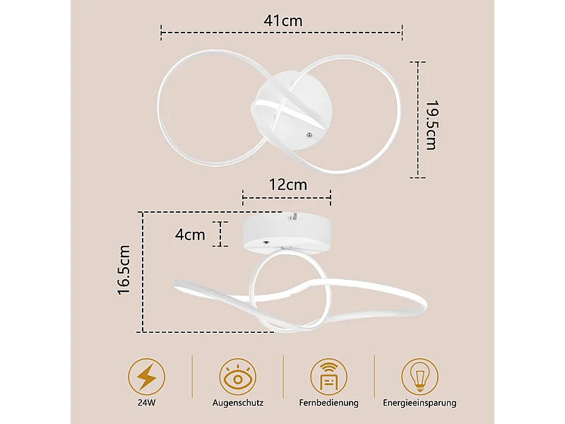 NETTLIFE LED Plafondlamp 24W Wit, strak design, dimmer met afstandsbediening, ideaal voor woonkamer, slaapkamer, keuken, kinderkamer.