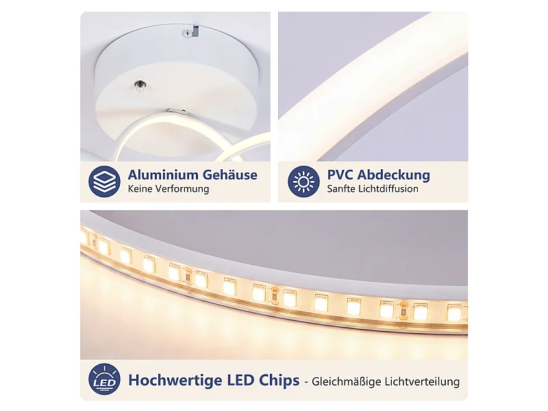 NETTLIFE LED Plafondlamp 24W Wit, strak design, dimmer met afstandsbediening, ideaal voor woonkamer, slaapkamer, keuken, kinderkamer.