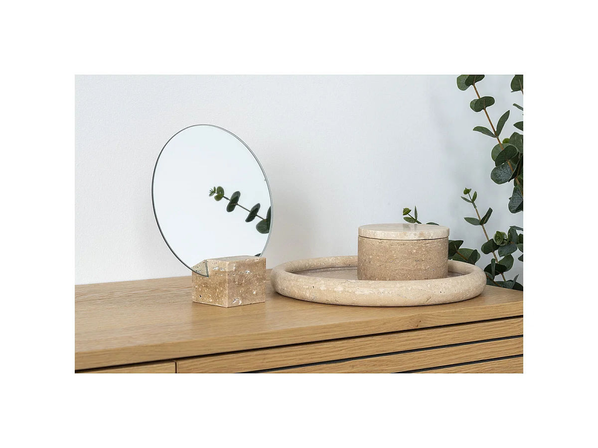 Rundes Tablett aus natürlichem Travertin Vikasa Home ø25,5 cm