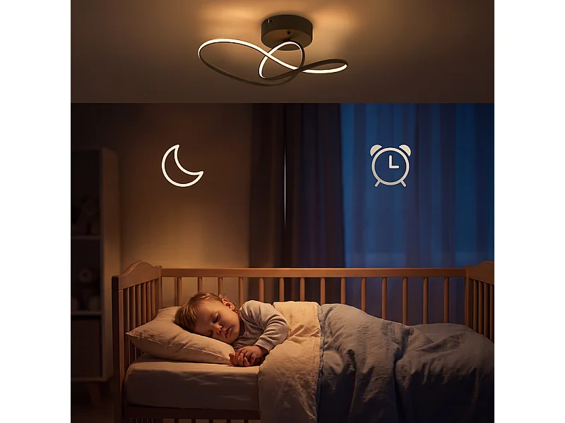 NETTLIFE LED Plafondlamp 24W Zwart, modern design, dimmer, afstandsbediening, ideaal voor woonkamer, slaapkamer, keuken, kantoor, gang.