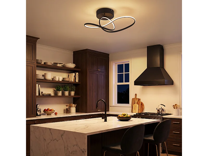 NETTLIFE LED Plafondlamp 24W Zwart, modern design, dimmer, afstandsbediening, ideaal voor woonkamer, slaapkamer, keuken, kantoor, gang.