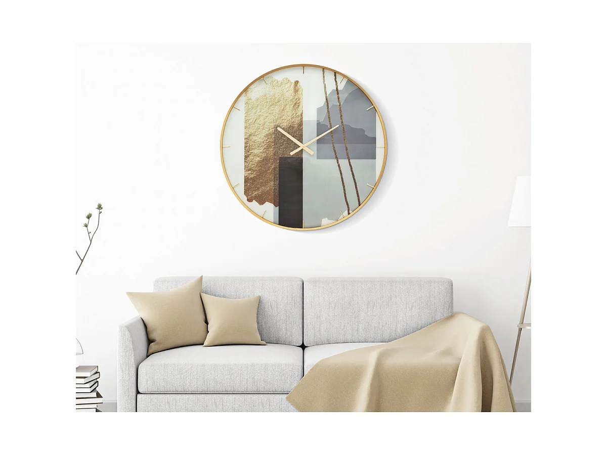 Glass Motif XL wandklok in glas en aluminium