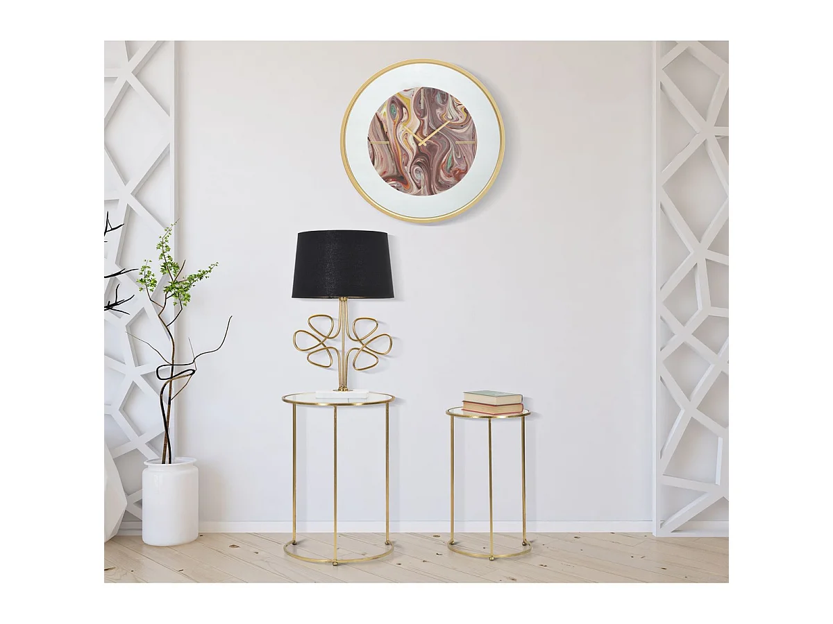Mirror Mix wandklok met gemarmerd wijzerplaat en spiegelframe