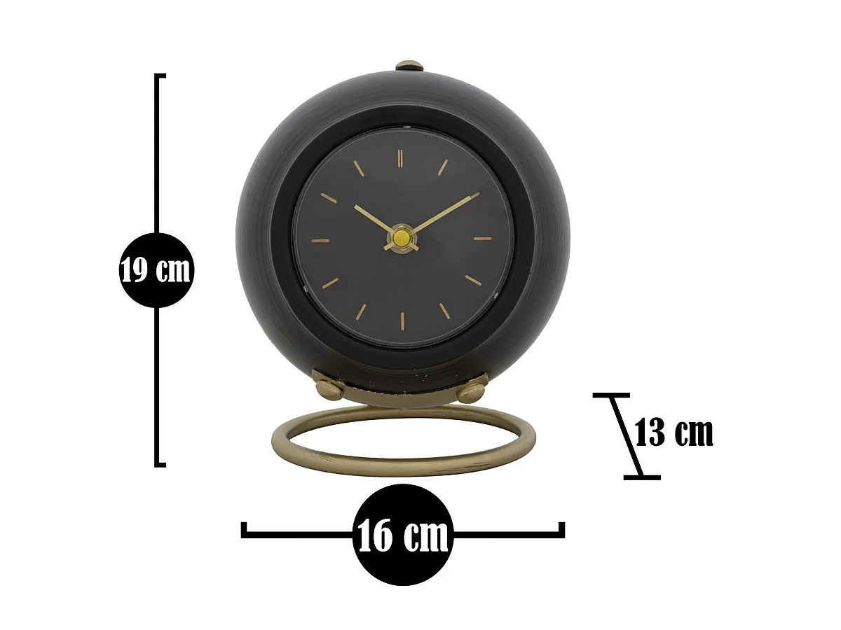 Ball zwarte en gouden ijzeren tafelklok