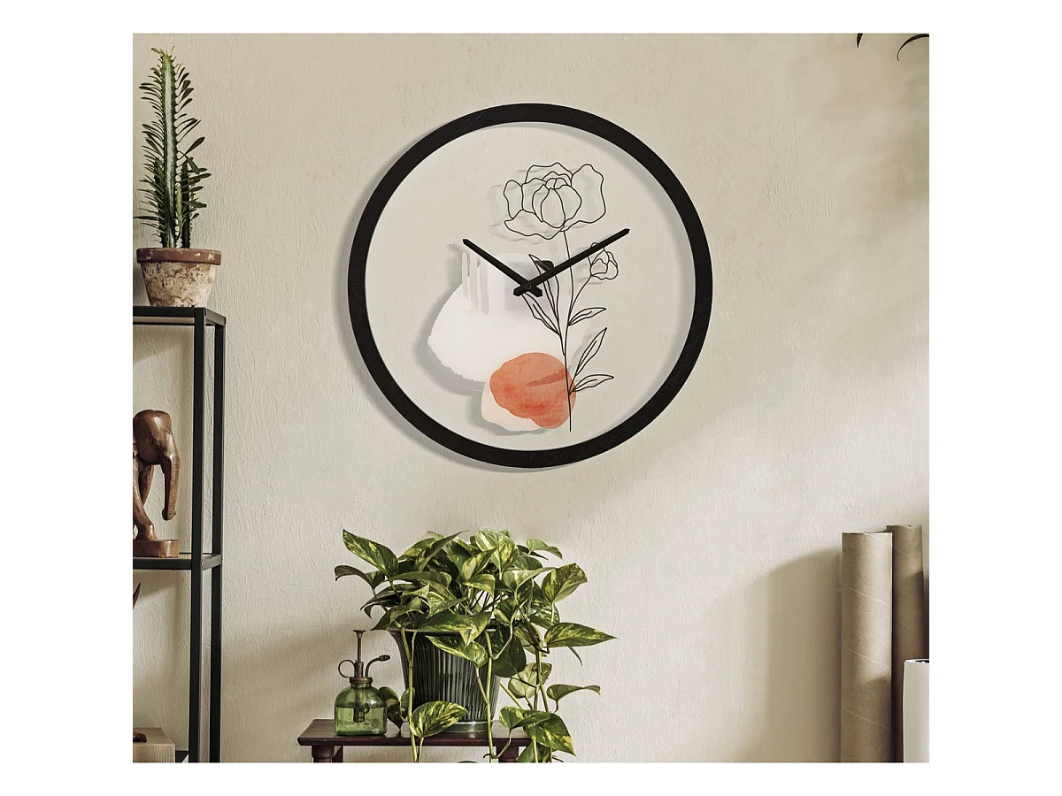 Horloge murale Flower A avec cadran floral multicolore