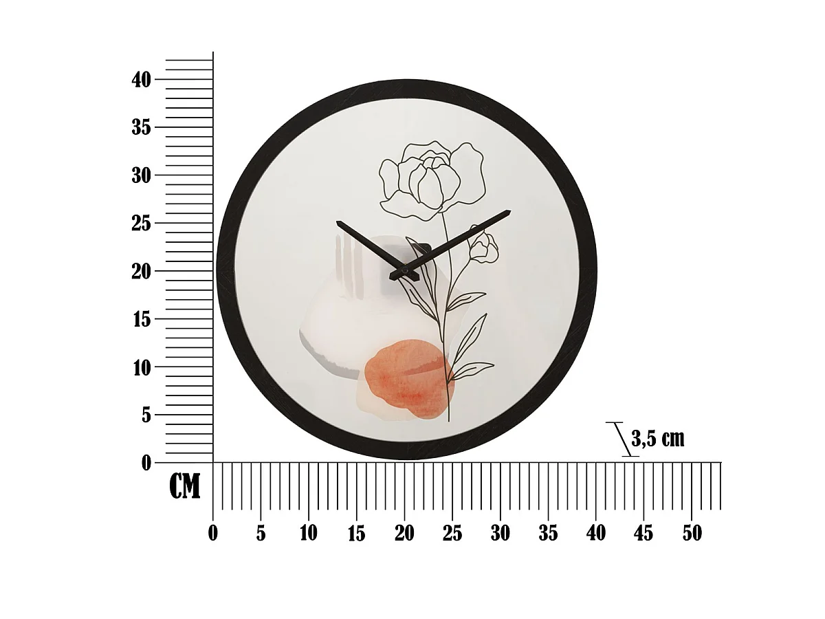Horloge murale Flower A avec cadran floral multicolore