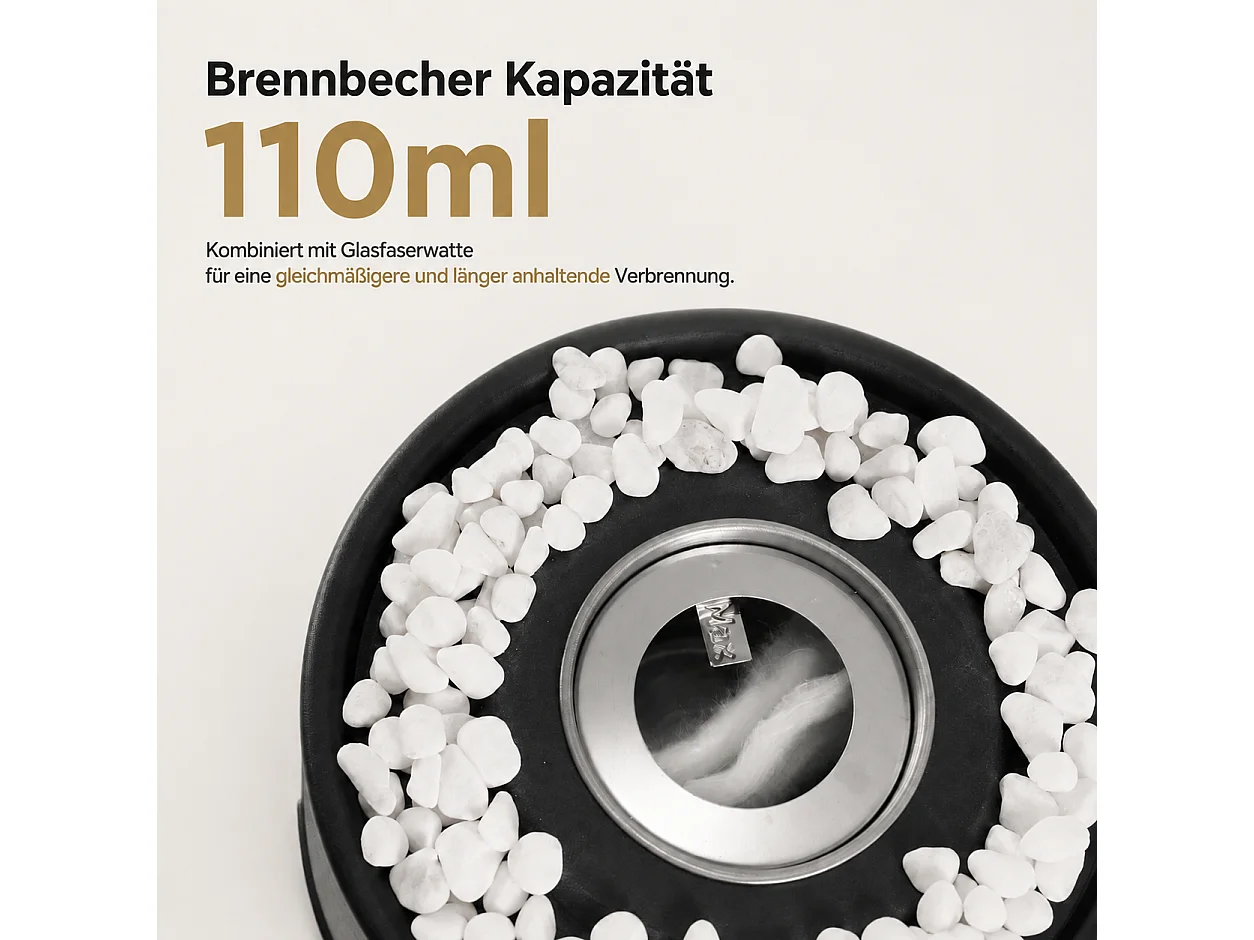 NETTLIFE Cheminée bioéthanol table 16x26,9cm acier noir, brûleur 110ml, sans conduit, int/ext