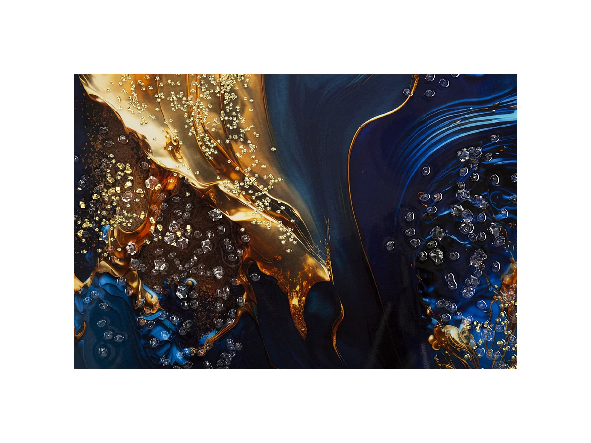 Canvas print Andromeda A marmereffect blauw en goud, 60x90 cm