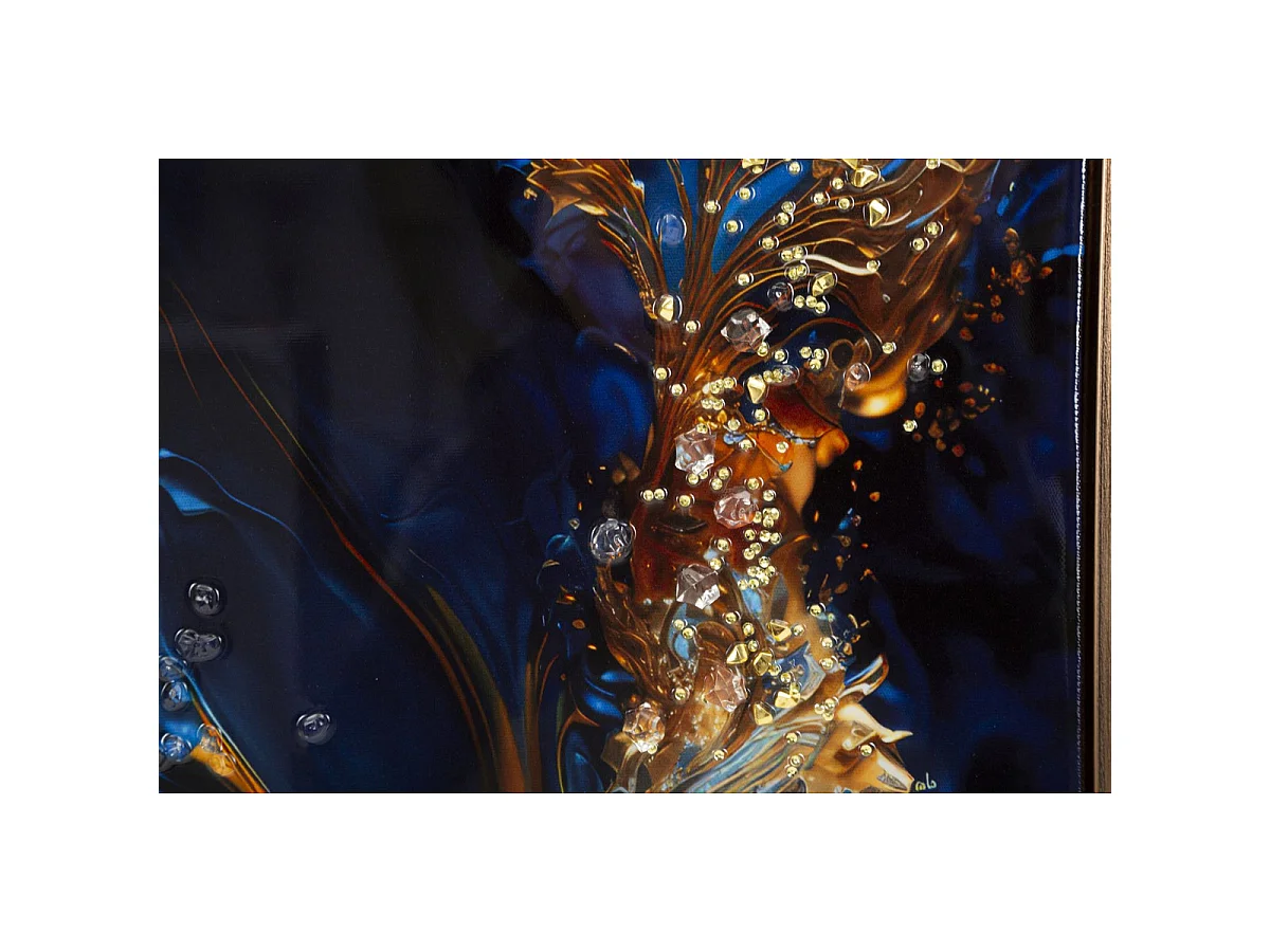 Canvas print Andromeda A marmereffect blauw en goud, 60x90 cm